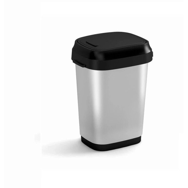 Plastikowy kosz na śmieci z pedałem w kolorze srebra 10 l Dual Swing Bin Style S – KIS