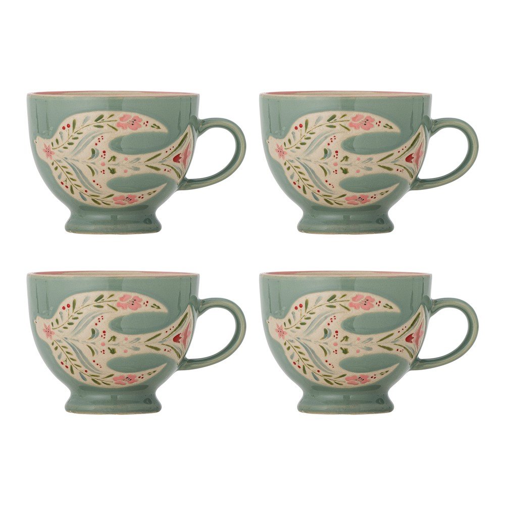 Zielone kubki ceramiczne zestaw 4 szt. 400 ml Rosalynde – Bloomingville