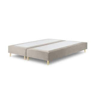 Beżowe aksamitne łóżko dwuosobowe Milo Casa Lia, 180x200 cm