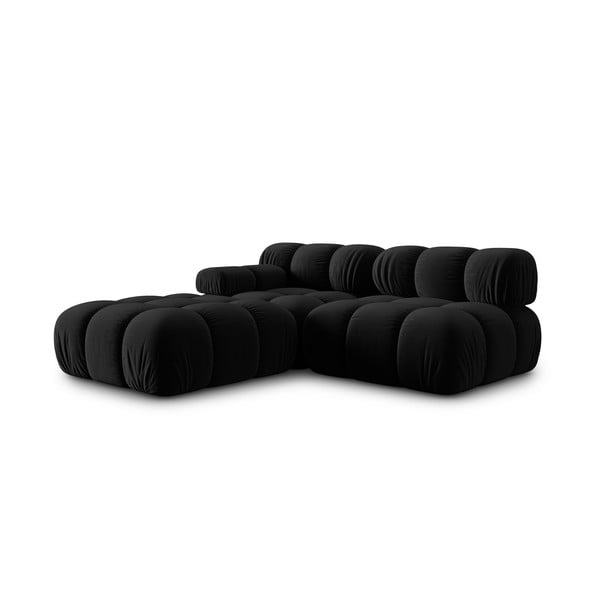 Czarna aksamitna sofa 282 cm Bellis – Micadoni Home-image-4