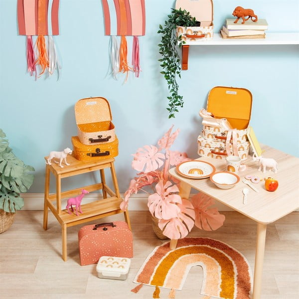 Pomarańczowo-różowy dziecięcy bawełniany dywan Sass & Belle Earth Rainbow, 50 x 60 cm-image-1