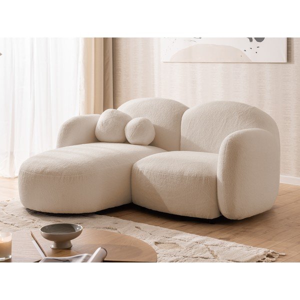 Jasnobrązowy narożnik z materiału bouclé (lewostronny/z szezlongiem) Orbit – Ropez-image-4