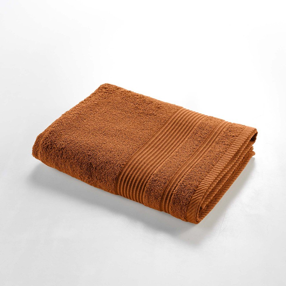 Bawełniany ręcznik kąpielowy frotte w kolorze terakoty 70x130 cm Tendresse – douceur d'intérieur