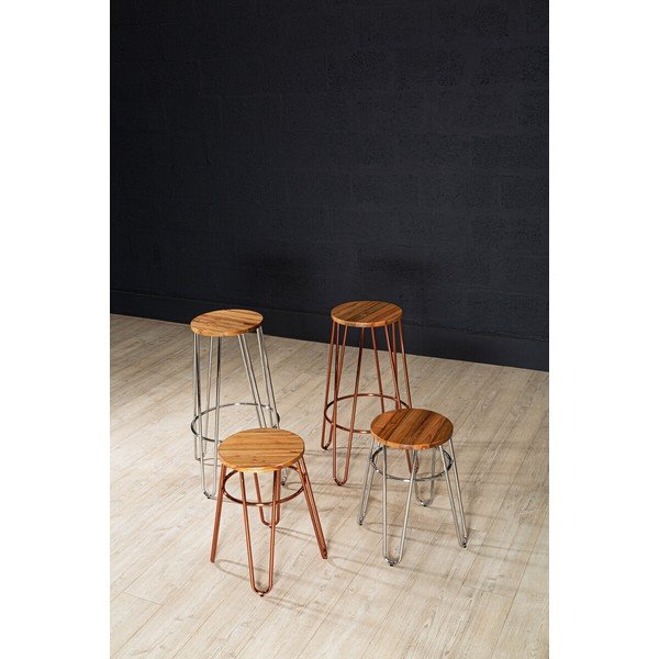 Stołek z litego drewna wiązu w kolorze srebra/w naturalnym kolorze District – Premier Housewares-image-2