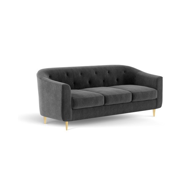Ciemnoszara aksamitna sofa Kooko Home Corde, 175 cm-image-4
