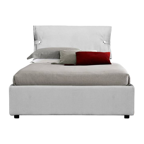 Szare łóżko jednoosobowe tapicerowane tkaniną bawełnianą 13Casa Feeling, 90 x 190 cm