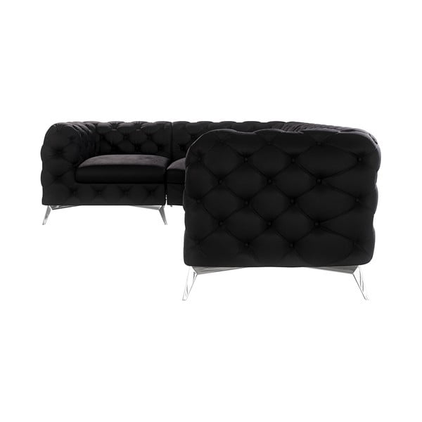 Czarny aksamitny narożnik (lewostronny/w kształcie litery L) Chelsea – Ropez-image-1