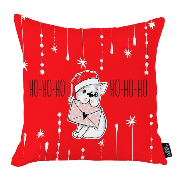 Czerwona poszewka na poduszkę ze świątecznym motywem Mike & Co. NEW YORK Honey Ho-Ho-Ho Christmas Dog, 45x45 cm
