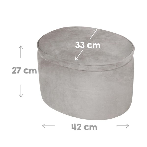 Jasnoszary aksamitny puf dziecięcy Lil Sofa – Roba-image-3