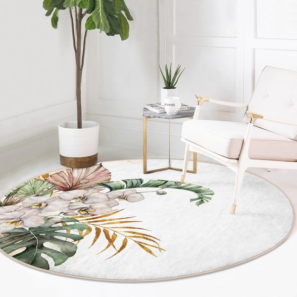 Kremowy okrągły dywan odpowiedni do prania i robotów sprzątających ø 100 cm Comfort – Mila Home-image-2