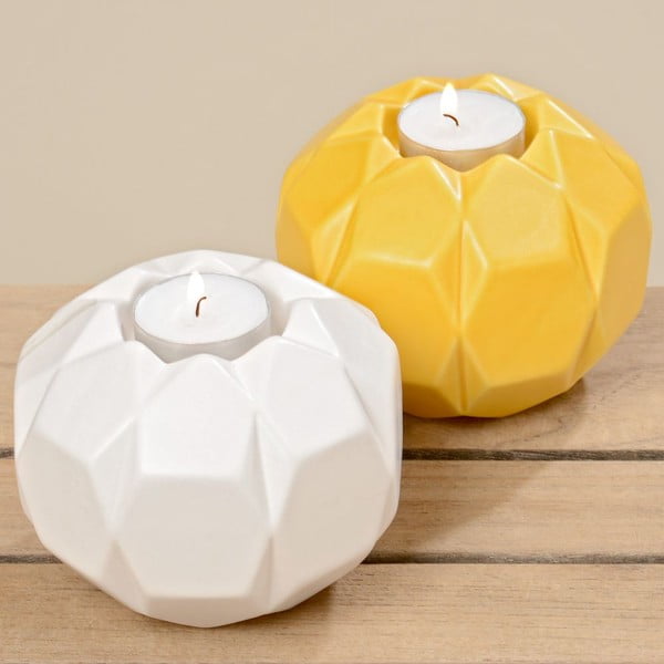 Zestaw 2 świeczników Origami White Yellow