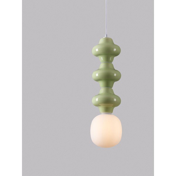 Biała/jasnozielona lampa wisząca ceramiczna ze szklanym kloszem ø 18 cm Clio – Nova Luce-image-1