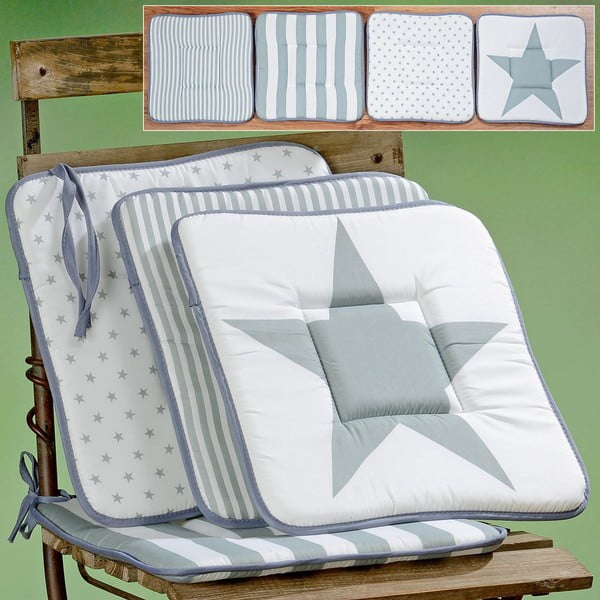 Komplet 4 poduszek na krzesła Grey Star, 38x38 cm