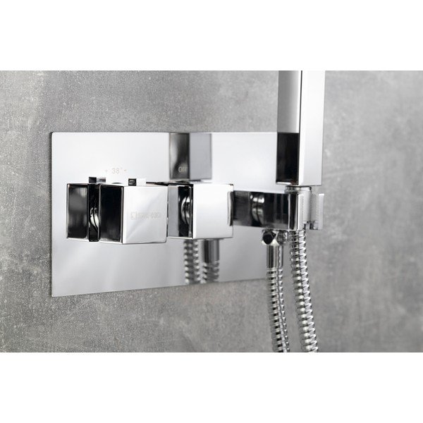 Bateria prysznicowa podtynkowa w kolorze srebra z połyskiem (2 otwory) Latus – Sapho-image-1