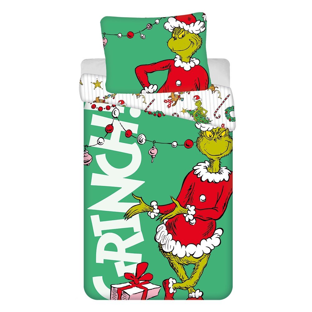 Zielona bawełniana pościel dziecięca jednoosobowa 200x140 cm Grinch – Jerry Fabrics