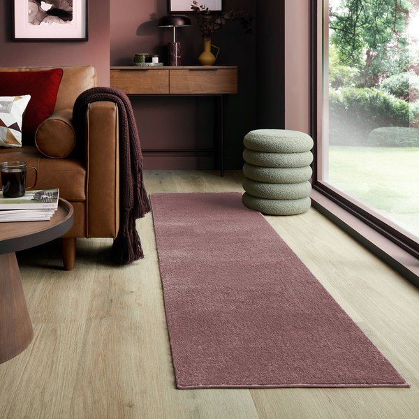 Różowy chodnik z włókien z recyklingu 60x230 cm Sheen – Flair Rugs-image-1