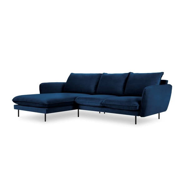 Niebieska narożna aksamitna sofa lewostronna Cosmopolitan Design Vienna-image-3