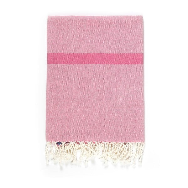 Różowo-beżowy ręcznik z domieszką bawełny Kate Louise Cotton Collection Line Pink Beige, 100x180 cm
