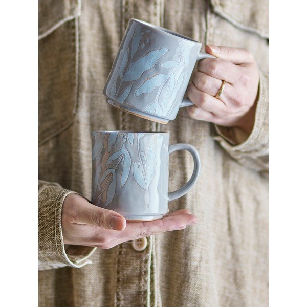 Szare kamionkowe kubki zestaw 2 szt. 350 ml Aurora – Bloomingville-image-2