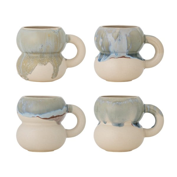 Niebieskio-kremowe kamionkowe kubki zestaw 4 szt. 400 ml Luna – Bloomingville