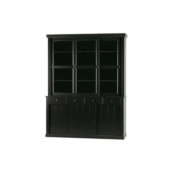 Czarna witryna z litego drewna sosnowego z drzwiami przesuwnymi 166x214 cm Lagos – WOOOD-image-2