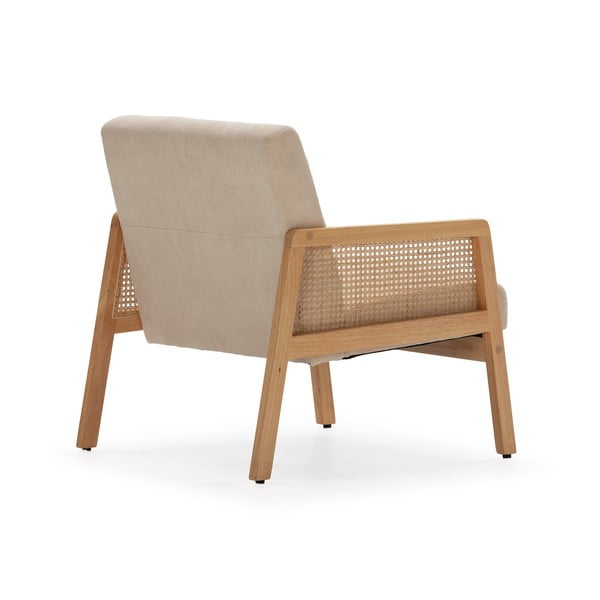 Beżowy sztruksowy fotel z plecionką Debra – Marckeric-image-4