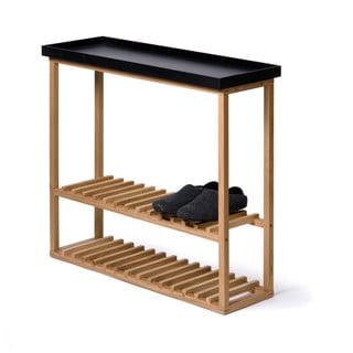 Regał na buty z czarną półką z drewna dębowego Wireworks Hello Storage