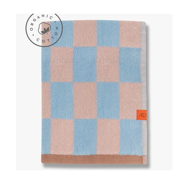 Niebiesko-różowy ręcznik kąpielowy z bawełny organicznej 70x133 cm Retro – Mette Ditmer Denmark