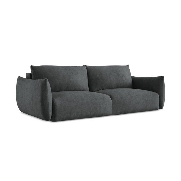 Ciemnoszara rozkładana sofa z tkaniny szenilowej 230 cm Leila – Makamii-image-2