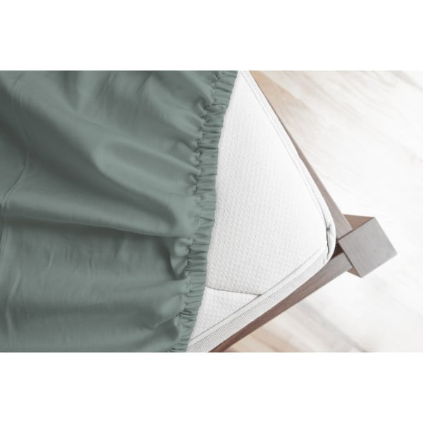 Zielone flanelowe prześcieradło z gumką 90x200 cm – Good Morning-image-1