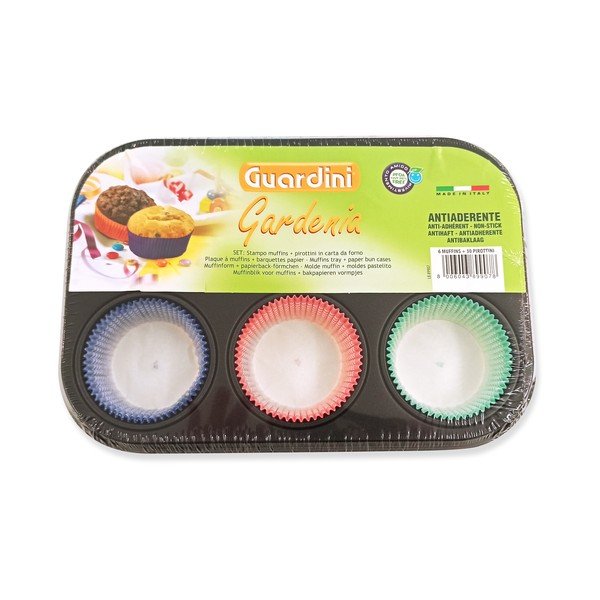 Zestaw stalowej formy na 12 muffinów i 30 papierowych papilotek Guardini-image-2