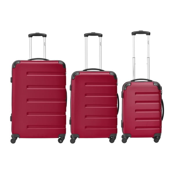 Zestaw 3 czerwonych walizek podróżnych Packenger