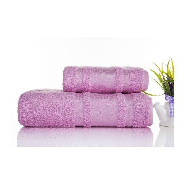 Zestaw 2 ręczników Carmen Pink, 50x90 i 90x150 cm