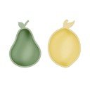 Żółte/zielone silikonowe miski dla dzieci zestaw 2 szt. Lemon & Pear – OYOY Mini