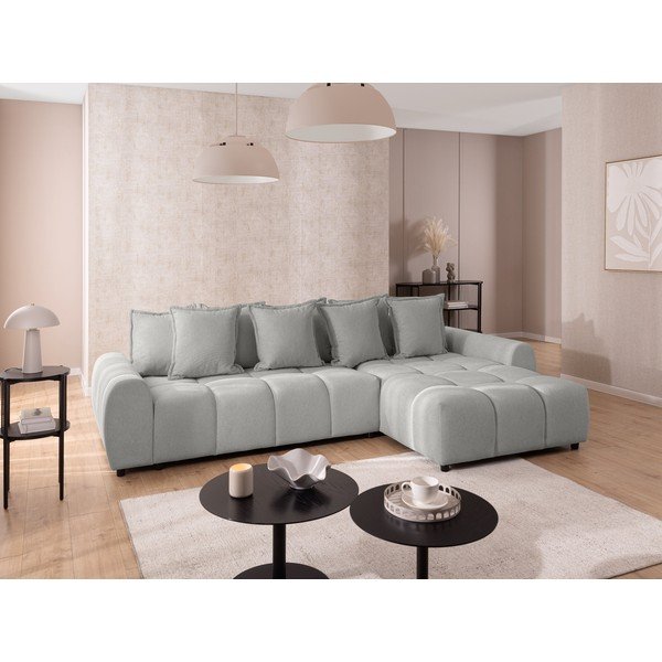 Jasnoszary narożnik (prawostronny/z szezlongiem) Albane  – Ropez-image-1