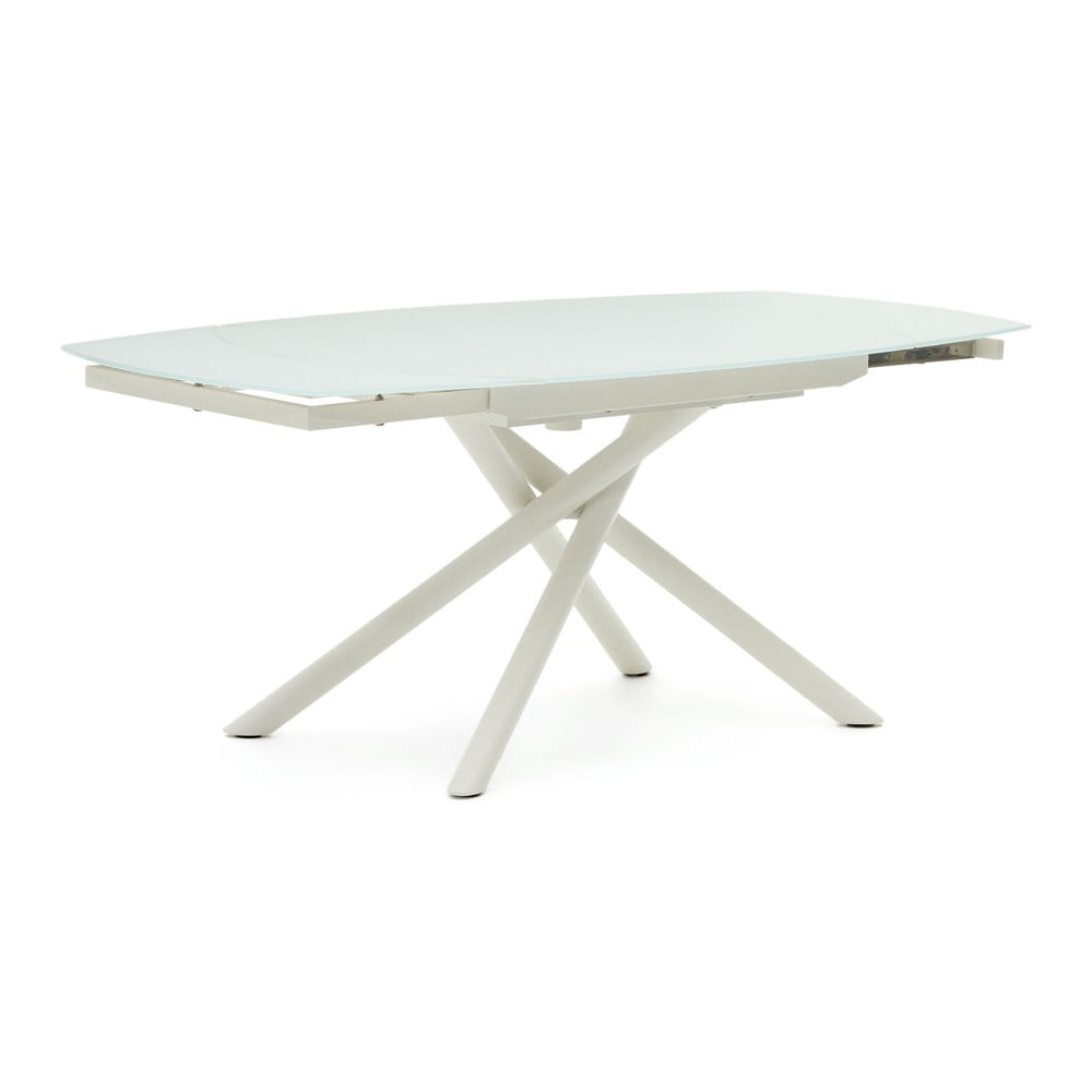 Biały rozkładany stół ze szklanym blatem 100x130 cm Yodalia – Kave Home (zdjęcie 7)