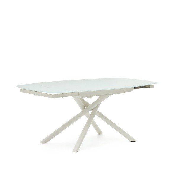 Biały rozkładany stół ze szklanym blatem 100x130 cm Yodalia – Kave Home-image-4