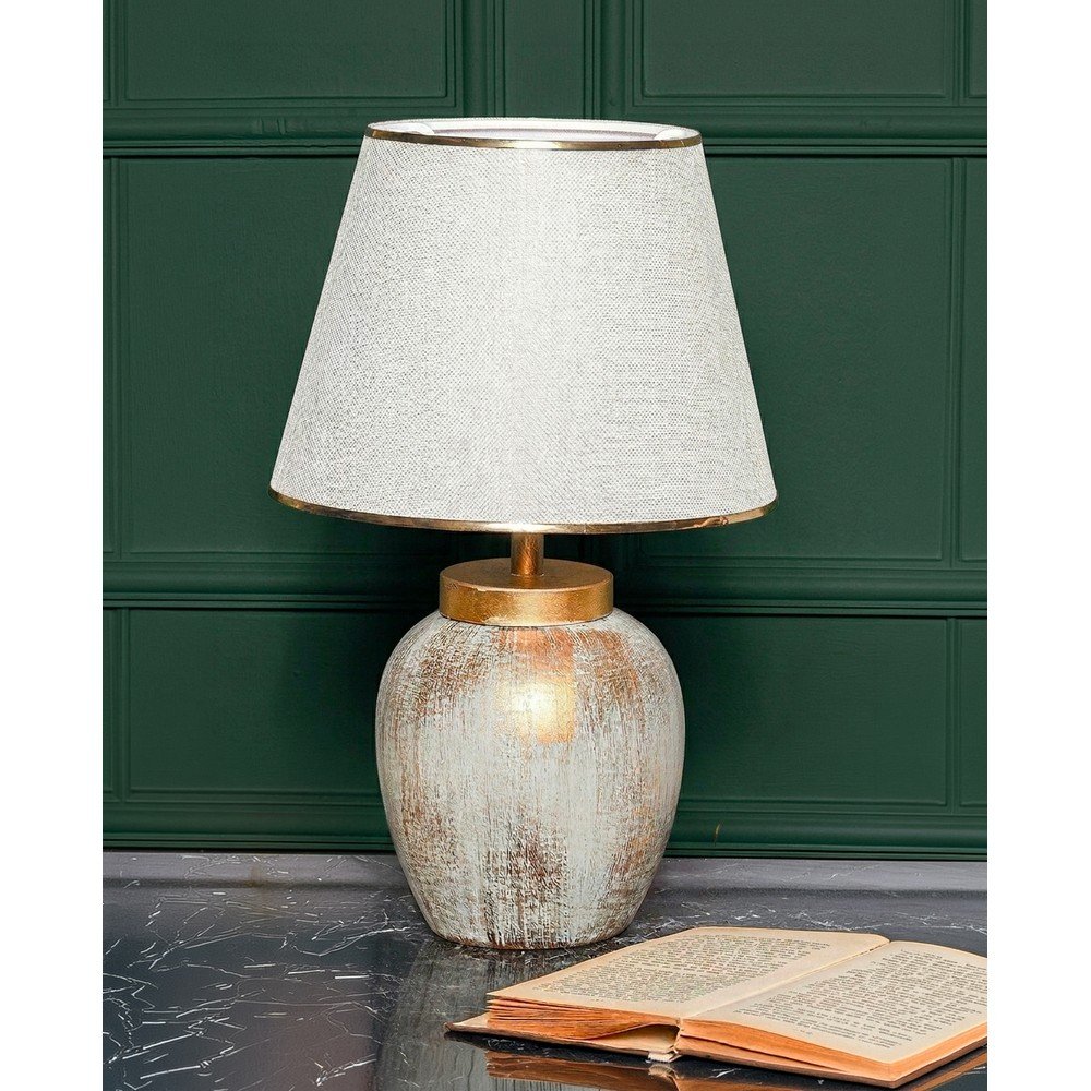 Kremowa/w kolorze złota lampa stołowa z tekstylnym kloszem (wysokość 47 cm) Yakamoz – Opviq lights (zdjęcie 6)