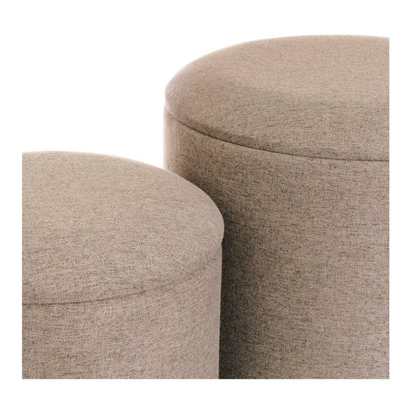 Jasnobrązowe pufy zestaw 2 szt. – Casa Selección-image-2