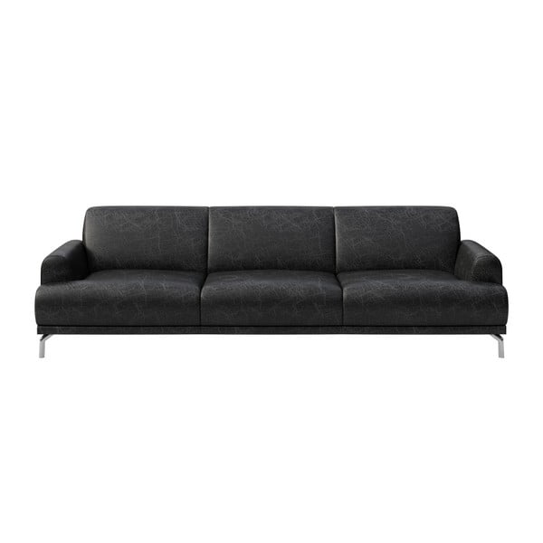 Czarna sofa skórzana MESONICA Puzo, 240 cm