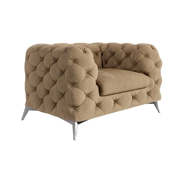 Jasnobrązowy aksamitny fotel Chelsea – Ropez