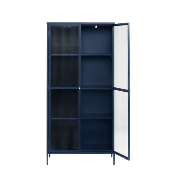 Ciemnoniebieska metalowa witryna 90x190 cm Bronco – Unique Furniture-image-3