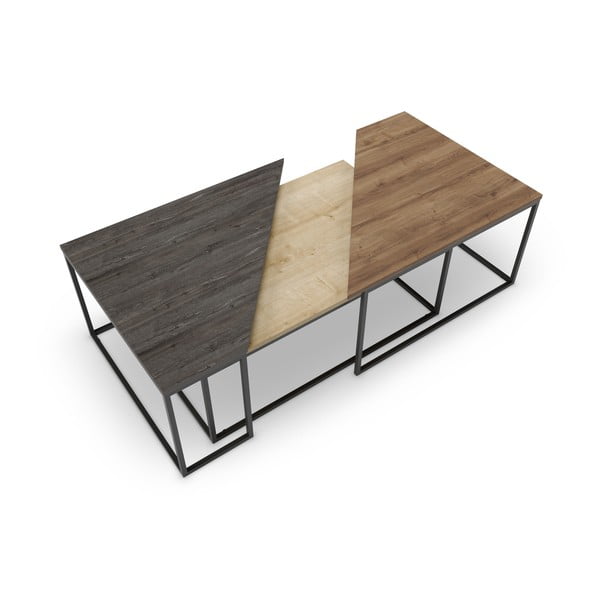 Stoliki z blatem w dekorze orzecha zestaw 3 szt. 70x110 cm Titan – Marckeric-image-3