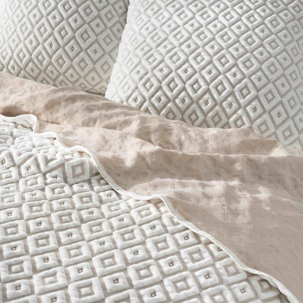 Biały/beżowy zestaw narzuty na łóżko i poszewki na poduszkę z mikrowłókna 220x240 cm Joana – douceur d'intérieur-image-1