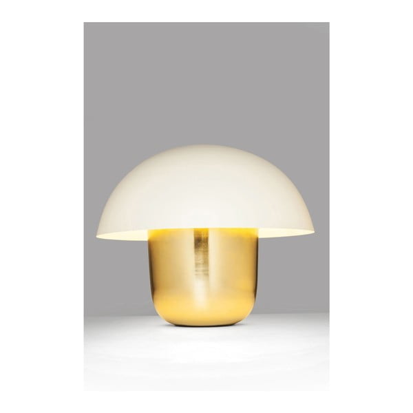 Lampa stołowa w złotej barwie z białym abażurem Kare Design Mushroom