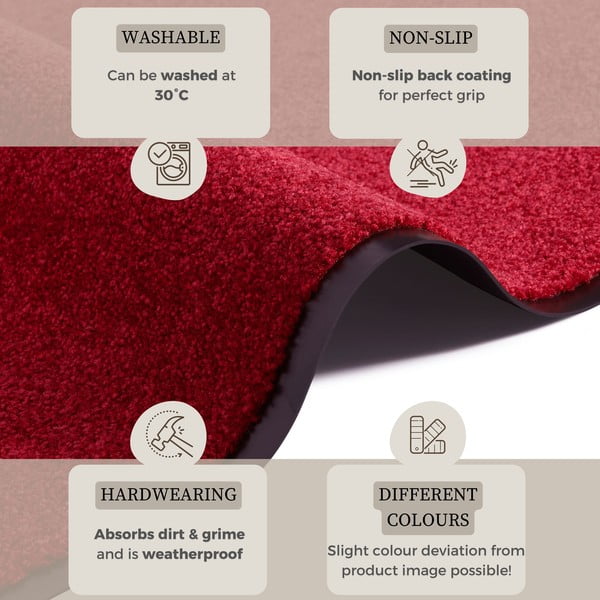 Czerwona wycieraczka Hanse Home Wash & Clean, 39x58 cm-image-2