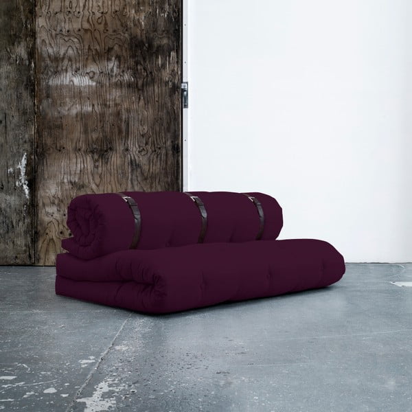 Sofa rozkładana ze skórzanym paskiem Karup Buckle Up Purple Plum