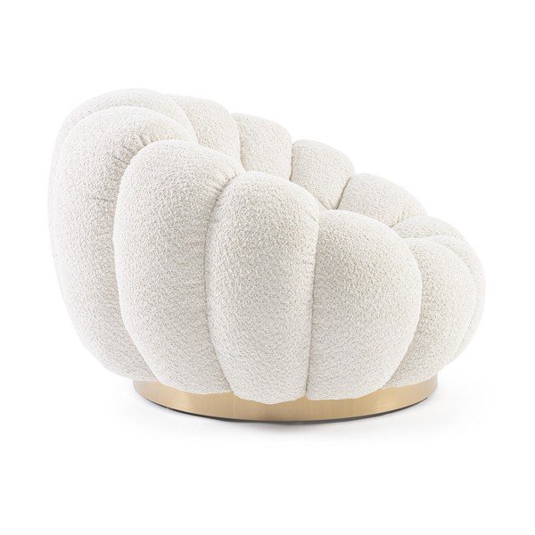 Kremowy obrotowy fotel z materiału bouclé Florel – Bizzotto-image-3