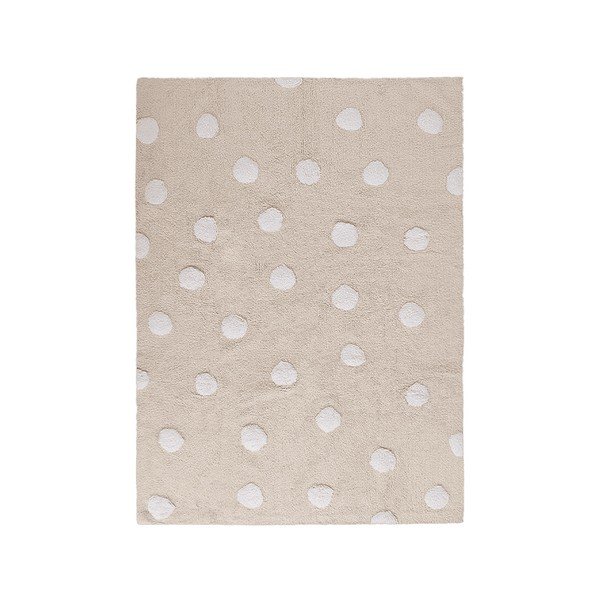 Beżowy bawełniany dywan dziecięcy tkany ręcznie odpowiedni do prania 120x160 cm Polka Dots Beige – Lorena Canals