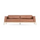 Karmelowa sofa z bawolej skóry z konstrukcją z litego drewna dębowego Gazzda Fawn, 240 cm
